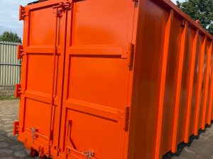 Conteneur 40m³, grande capacité, ridelles rabattables renforcé, mitraille, Hardox, Amstrong, conteneur industriel, déchets de démolition, ferraille, ampliroll, logistique.